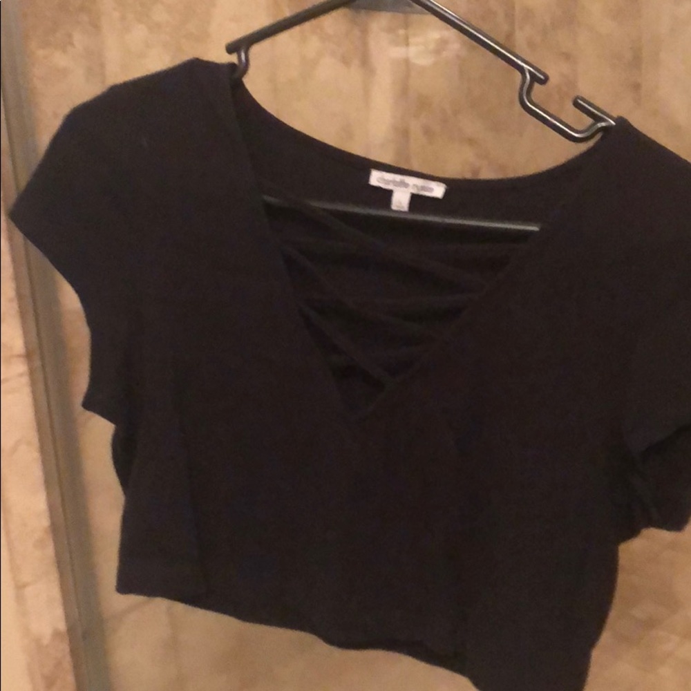 Black cross cross crop top